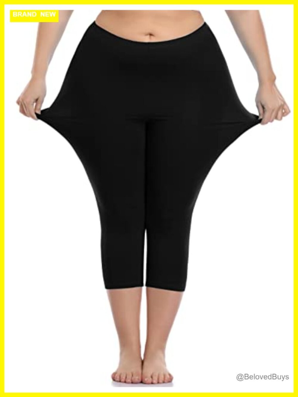 Plus Size High Waisted Capri Leggings Cropped Yoga Pants Stretch Summer